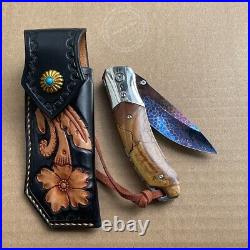 Dragonskin Damascus Folding Knife Survival Ball Bearings Collectible Rescue EDC