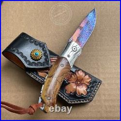 Dragonskin Damascus Folding Knife Survival Ball Bearings Collectible Rescue EDC