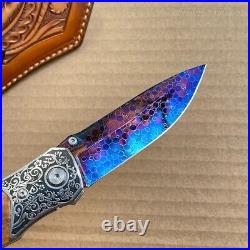 Dragonskin Damascus Folding Knife Survival Ball Bearings Collectible Rescue EDC