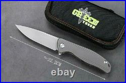 Drop Point Folding Knife Hunting Wild Survival Tactical D2 Steel Titanium Handle