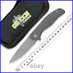 Drop Point Folding Knife Hunting Wild Survival Tactical D2 Steel Titanium Handle