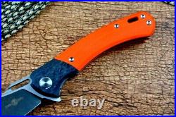 Drop Point Folding Knife Pocket Flipper Hunting Survival M390 Steel G10 Titanium