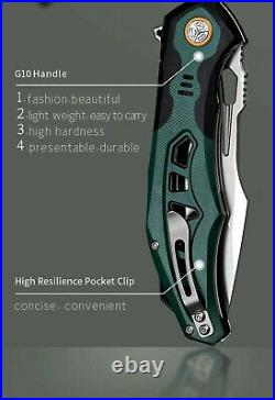 Drop Point Folding Knife Pocket Flipper Hunting Survival VG10 Steel G10 Handle S