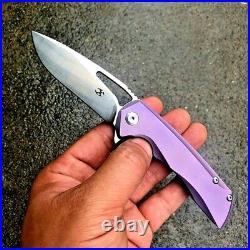 Drop Point Folding Knife Pocket Hunting S35VN Steel Titanium Handle Collectible