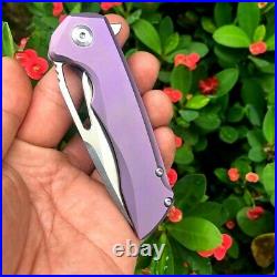 Drop Point Folding Knife Pocket Hunting S35VN Steel Titanium Handle Collectible