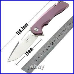 Drop Point Folding Knife Pocket Hunting S35VN Steel Titanium Handle Collectible