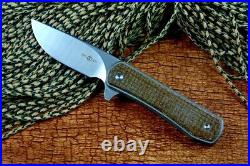 Drop Point Folding Knife Pocket Hunting Survival 14C28N Steel Titanium Handle S