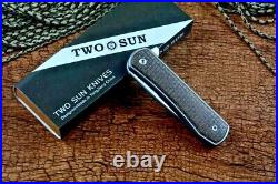 Drop Point Folding Knife Pocket Hunting Survival 14C28N Steel Titanium Handle S