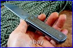 Drop Point Folding Knife Pocket Hunting Survival 14C28N Steel Titanium Handle S