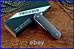 Drop Point Folding Knife Pocket Hunting Survival 14C28N Steel Titanium Handle S