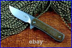 Drop Point Folding Knife Pocket Hunting Survival 14C28N Steel Titanium Handle S