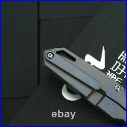 Drop Point Folding Knife Pocket Hunting Survival Combat D2 Blade Titanium Handle