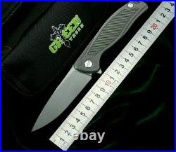 Drop Point Folding Knife Pocket Hunting Survival Combat D2 Steel Titanium Handle