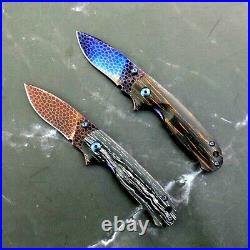 Drop Point Folding Knife Pocket Hunting Survival Dragon Scale Damascus Steel G10