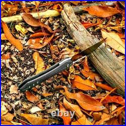 Drop Point Folding Knife Pocket Hunting Survival M390 Steel Carbon Fiber Handle