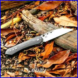 Drop Point Folding Knife Pocket Hunting Survival M390 Steel Carbon Fiber Handle