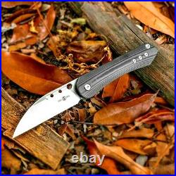 Drop Point Folding Knife Pocket Hunting Survival M390 Steel Carbon Fiber Handle