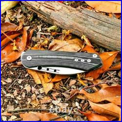 Drop Point Folding Knife Pocket Hunting Survival M390 Steel Carbon Fiber Handle