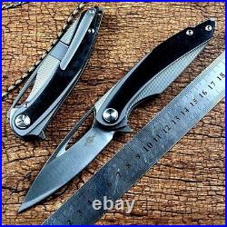 Drop Point Folding Knife Pocket Hunting Survival Tactical 14C28N Steel Titanium