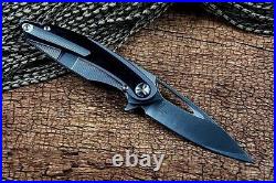 Drop Point Folding Knife Pocket Hunting Survival Tactical 14C28N Steel Titanium