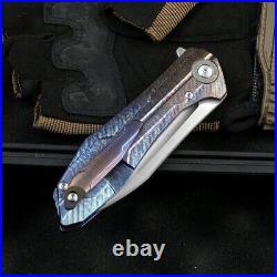 Drop Point Folding Knife Pocket Hunting Survival Tactical Army D2 Steel Titanium