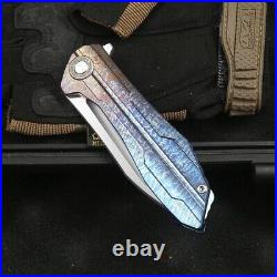 Drop Point Folding Knife Pocket Hunting Survival Tactical Army D2 Steel Titanium