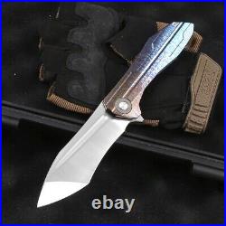 Drop Point Folding Knife Pocket Hunting Survival Tactical Army D2 Steel Titanium