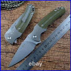 Drop Point Folding Knife Pocket Hunting Survival Tactical D2 Steel TC4 Micarta S