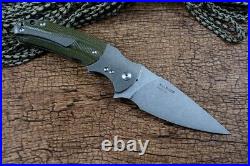 Drop Point Folding Knife Pocket Hunting Survival Tactical D2 Steel TC4 Micarta S