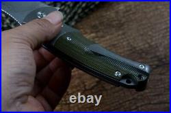 Drop Point Folding Knife Pocket Hunting Survival Tactical D2 Steel TC4 Micarta S