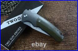 Drop Point Folding Knife Pocket Hunting Survival Tactical D2 Steel TC4 Micarta S