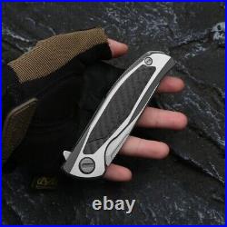 Drop Point Folding Knife Pocket Hunting Survival Tactical K110 Steel Titanium CF
