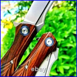 Drop Point Folding Knife Pocket Hunting Survival Tactical M390 Powder Steel Wood