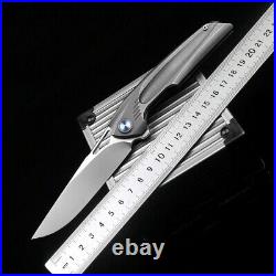 Drop Point Folding Knife Pocket Hunting Survival Tactical M390 Steel Titanium S