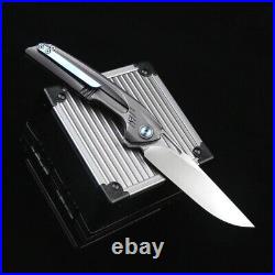 Drop Point Folding Knife Pocket Hunting Survival Tactical M390 Steel Titanium S