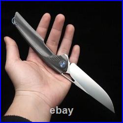 Drop Point Folding Knife Pocket Hunting Survival Tactical M390 Steel Titanium S