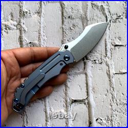 Drop Point Folding Knife Pocket Hunting Survival Tactical S35VN Steel Titanium S