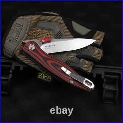 Drop Point Folding Knife Pocket Hunting Survival Wild AUS-10 Steel Titanium + CF