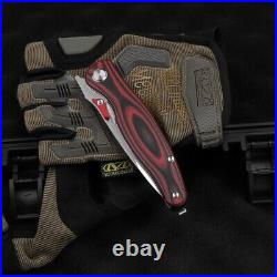 Drop Point Folding Knife Pocket Hunting Survival Wild AUS-10 Steel Titanium + CF