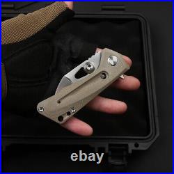 Drop Point Folding Knife Pocket Hunting Survival Wild D2 Steel Titanium Micarta