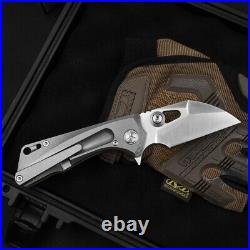 Drop Point Folding Knife Pocket Hunting Survival Wild D2 Steel Titanium Micarta