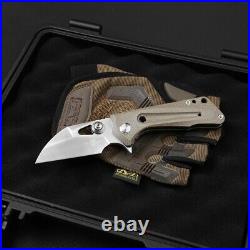 Drop Point Folding Knife Pocket Hunting Survival Wild D2 Steel Titanium Micarta