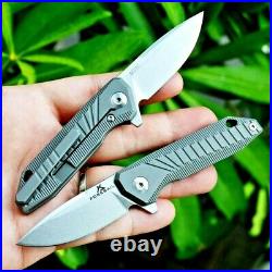 Drop Point Folding Knife Pocket Hunting Survival Wild M390 Steel Titanium Handle