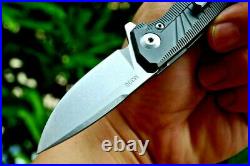 Drop Point Folding Knife Pocket Hunting Survival Wild M390 Steel Titanium Handle