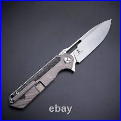 Drop Point Folding Knife Pocket Hunting Survival Wild Tactical D2 Blade Titanium