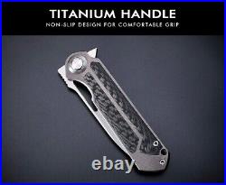 Drop Point Folding Knife Pocket Hunting Survival Wild Tactical D2 Blade Titanium