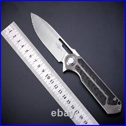 Drop Point Folding Knife Pocket Hunting Survival Wild Tactical D2 Blade Titanium