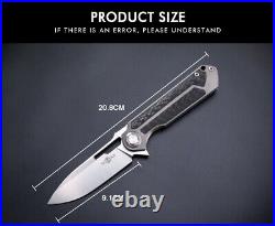 Drop Point Folding Knife Pocket Hunting Survival Wild Tactical D2 Blade Titanium