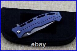 Drop Point Folding Knife Pocket Hunting Survival Wild Tactical D2 Steel Titanium