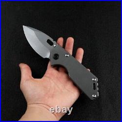 Drop Point Folding Knife Pocket Hunting Survival Wild Tactical D2 Steel Titanium